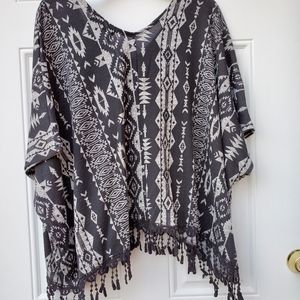 Almost Famous Crop Poncho w/tassels